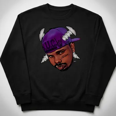Cartoon of a man in a purple hat with screws and vibrant colors — printed on a unisex sweatshirt