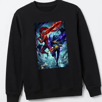 Dynamic illustration of Igris and Sung Jin-Woo in action, featuring bold colors — printed on a unisex sweatshirt