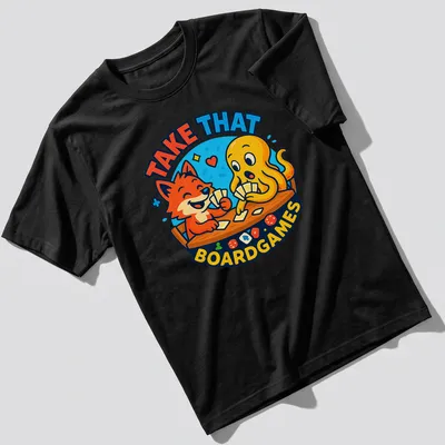 Kawaii cartoon design of a fox and octopus playing cards with colorful text