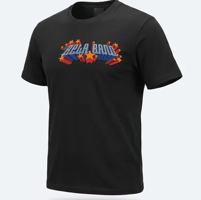 Bold, colorful 3D lettering of 'the BETA BAND' in blue, red, and yellow