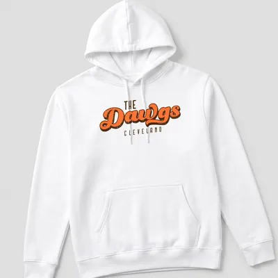 Vintage style Cleveland Dawgs t-shirt with retro colors and bold text — printed on a unisex hoodie