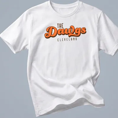 Vintage style Cleveland Dawgs t-shirt with retro colors and bold text