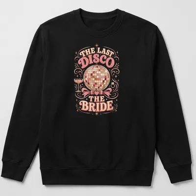 Vintage retro t-shirt featuring a mirror ball and playful disco text — printed on a unisex sweatshirt
