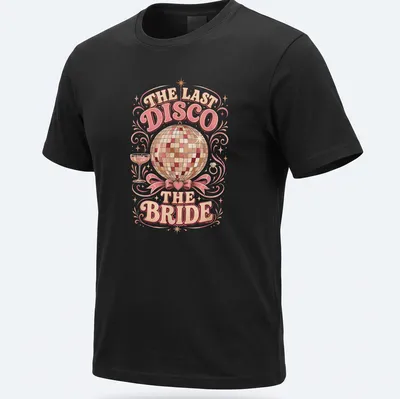 Vintage retro t-shirt featuring a mirror ball and playful disco text