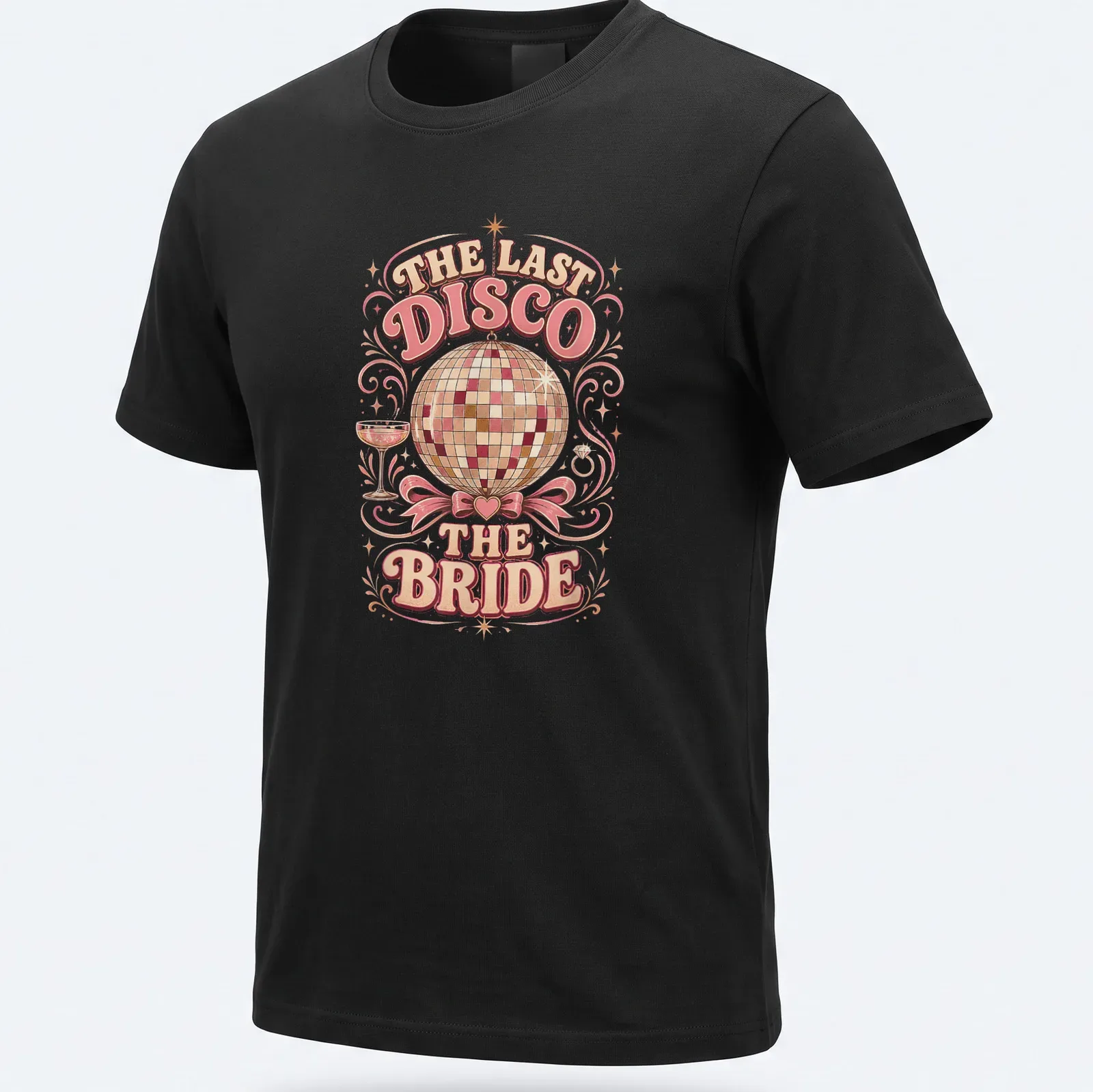 Vintage retro t-shirt featuring a mirror ball and playful disco text — printed on a unisex t-shirt