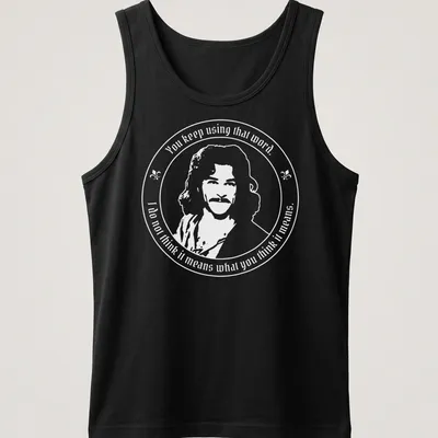 Classic movie design featuring The Princess Bride in black, white, and gold. — printed on a tank top