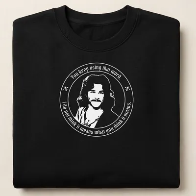 Classic movie design featuring The Princess Bride in black, white, and gold. — printed on a unisex sweatshirt