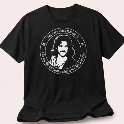 Classic movie design featuring The Princess Bride in black, white, and gold.