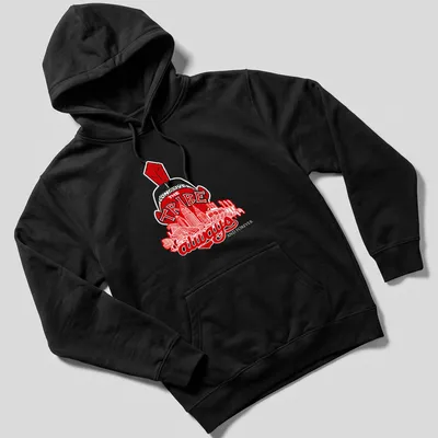 Cleveland skyline illustration with Native American imagery and bold text — printed on a unisex hoodie