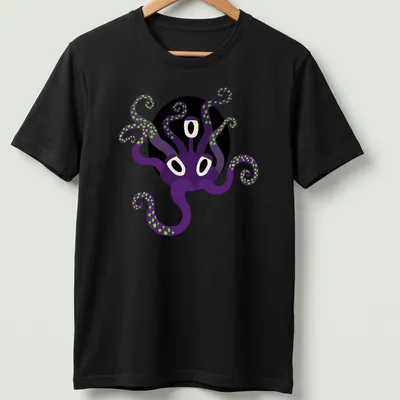 Cute purple octopus design in fantasy style with a spooky theme