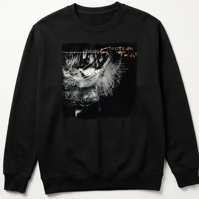 Retro T-shirt featuring the text 'TREASURE Ivo Lorelei Beatrix Persephone Pandora' in black and gold. — printed on a unisex sweatshirt