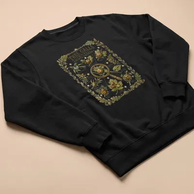 Botanical illustration t-shirt featuring various tree galls with detailed text. — printed on a unisex sweatshirt