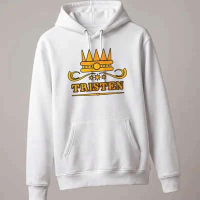 Vintage personalized t-shirt featuring the name Tristen with a crown design — printed on a unisex hoodie