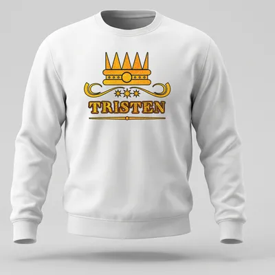 Vintage personalized t-shirt featuring the name Tristen with a crown design — printed on a unisex sweatshirt