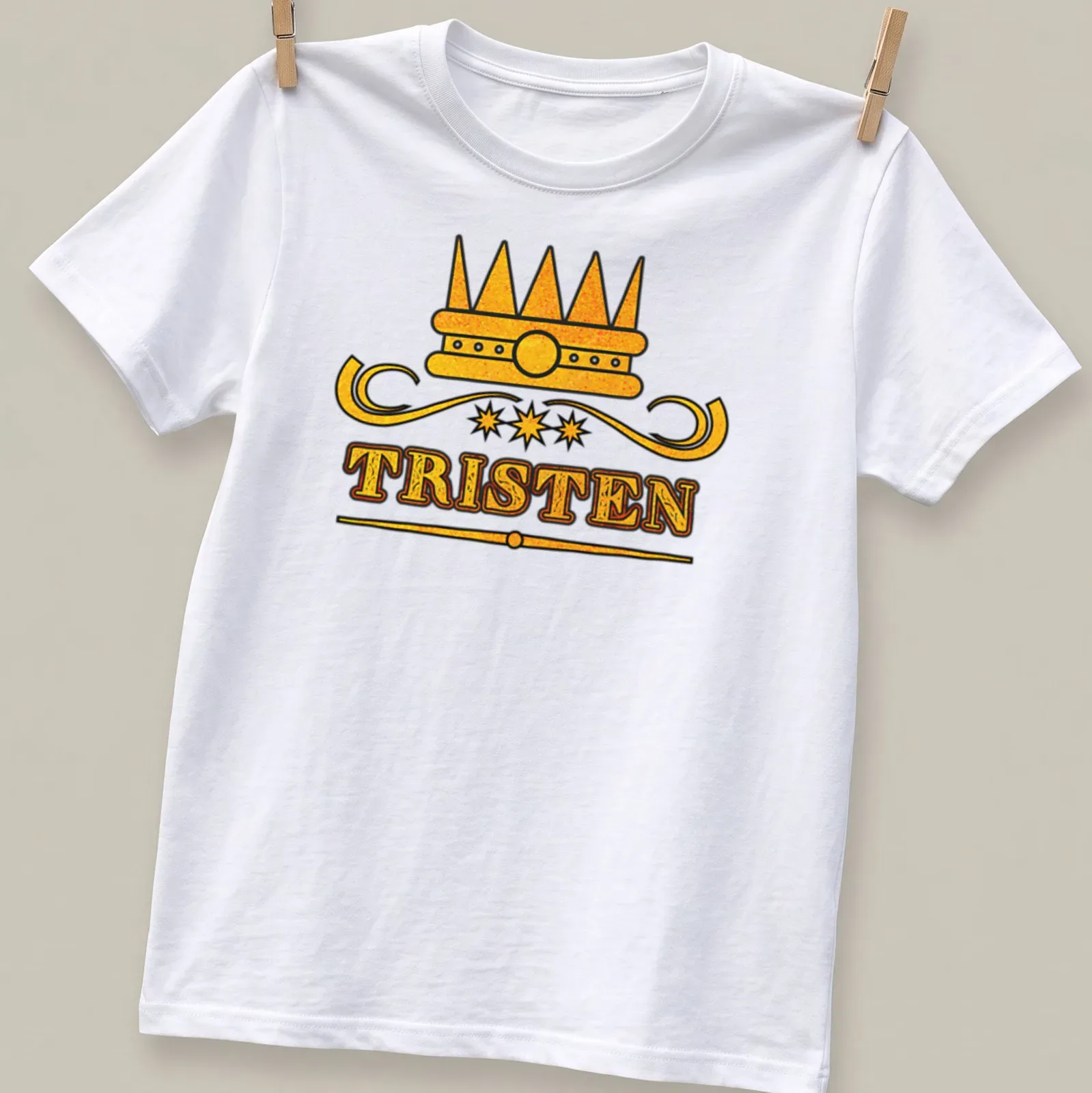 Vintage personalized t-shirt featuring the name Tristen with a crown design — printed on a unisex t-shirt