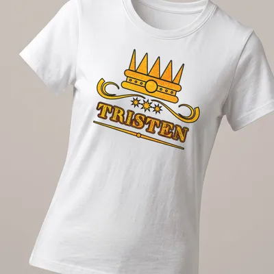 Vintage personalized t-shirt featuring the name Tristen with a crown design — printed on a women's shirt