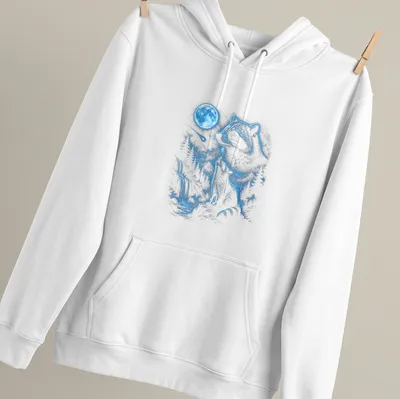 Vintage distressed t-shirt featuring a raccoon howling at the moon in a 90s meme style — printed on a unisex hoodie