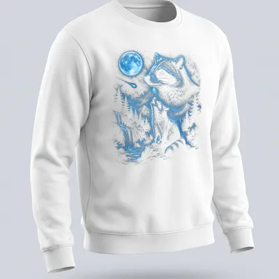 Vintage distressed t-shirt featuring a raccoon howling at the moon in a 90s meme style — printed on a unisex sweatshirt