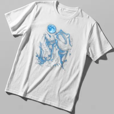 Vintage distressed t-shirt featuring a raccoon howling at the moon in a 90s meme style