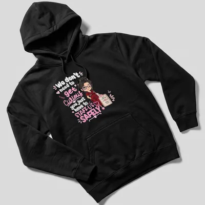 Kawaii illustration of a female nurse with text about staffing safety. — printed on a unisex hoodie