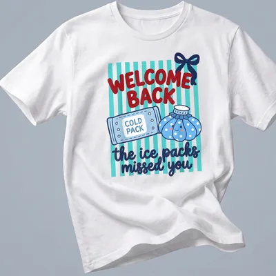 Kawaii style shirt featuring cute cold and ice packs with playful text
