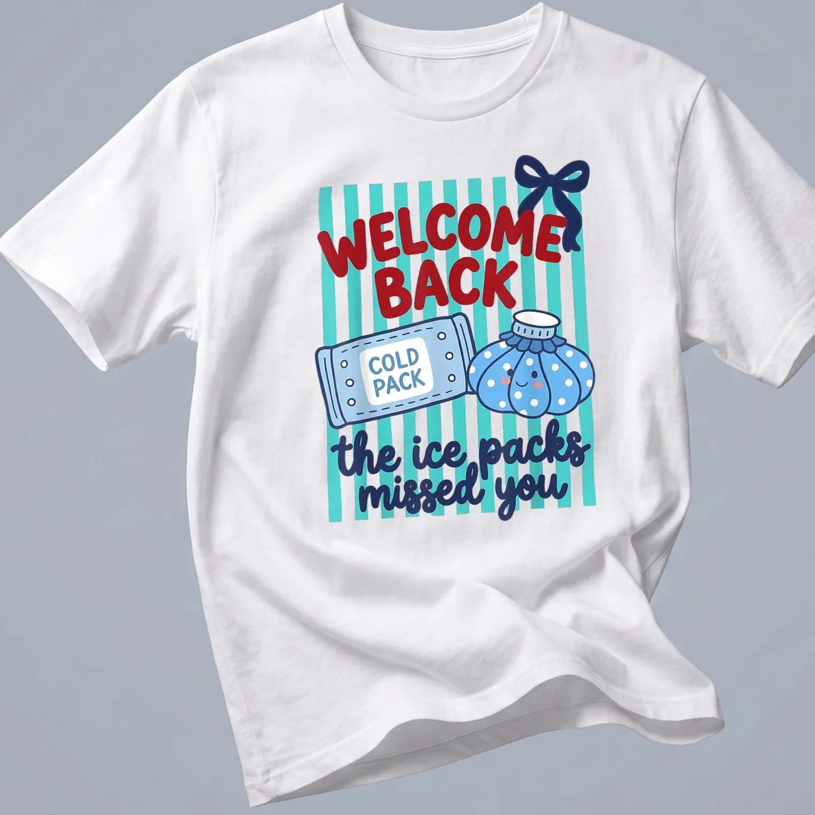 Kawaii style shirt featuring cute cold and ice packs with playful text — printed on a unisex t-shirt