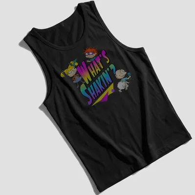 Neon retro print featuring Chuckie, Angelica, and Tommy with colorful text — printed on a tank top
