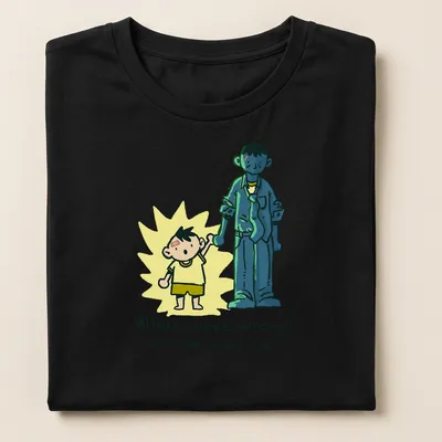 Kawaii illustration of a child and an adult with text 'What went wrong? - ask my inner child.' — printed on a women's shirt