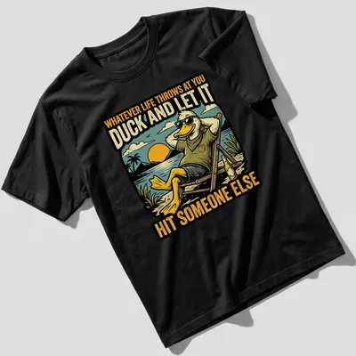 Vintage retro t-shirt featuring a relaxed cartoon duck with humorous text