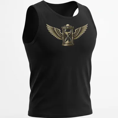 Winged hourglass with a skull in a detailed vintage style on a — printed on a tank top