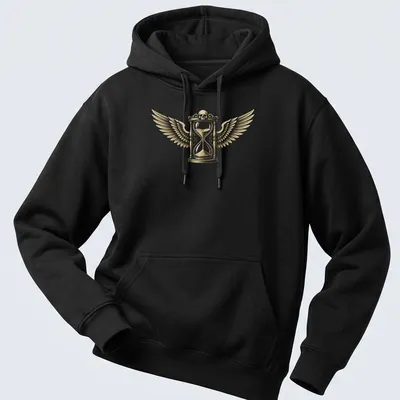 Winged hourglass with a skull in a detailed vintage style on a — printed on a unisex hoodie